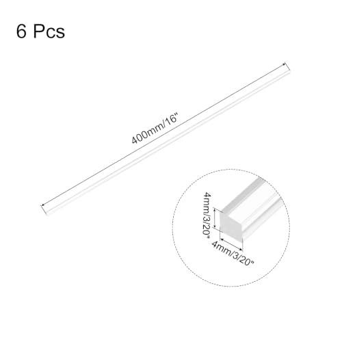 Image of MECCANIXITY 6pcs Acrylic Square Rods 3 /20 inchx16 inch Clear Acrylic 4mmx400mm