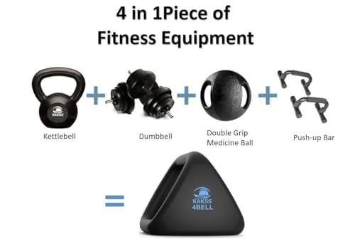 Image of Kakss 4BELL Multipurpose Gym Equipment 4-in-1 Dumbbell, Kettlebell, Push-Up Bar & Med Ball, Compact Home Workout Tool for Men & Women,(ONE PIECE) (6kg - 4Bell)