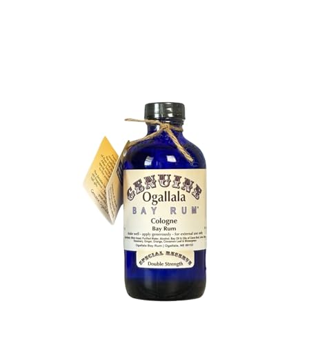 Ogallala Bay Rum Genuine Cologne 8 oz. Double Strength|Special Reserve| Hand Crafted| Old Fashioned| Cobalt Blue Bottle
