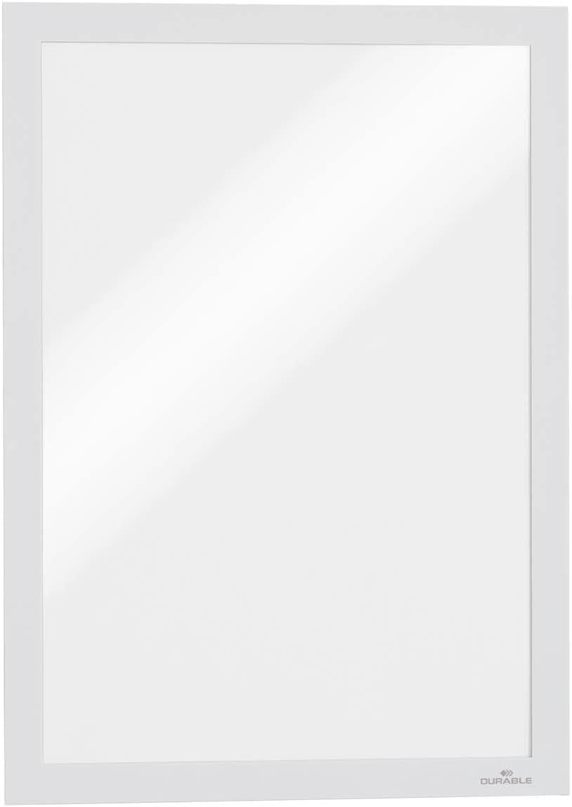 Durable DURAFRAME Self-Adhesive Magnetic Frame | A4 Format In White | Pack of 2 Frames | Document Frame for Professional Internal Signage