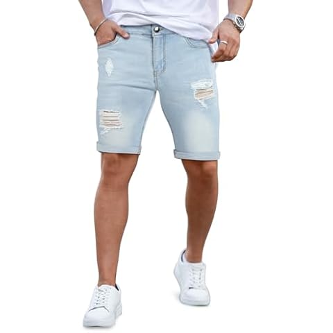 GINGTTO Men's Blue Jean Shorts Cover