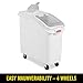 Rubbermaid Commercial Products ProSave Shelf-Storage Ingredient Bin With Scoop 400-Cup Capacity Plastic White Sliding Lid Container with Wheels for Kitchen/Restaurant/Food Organization