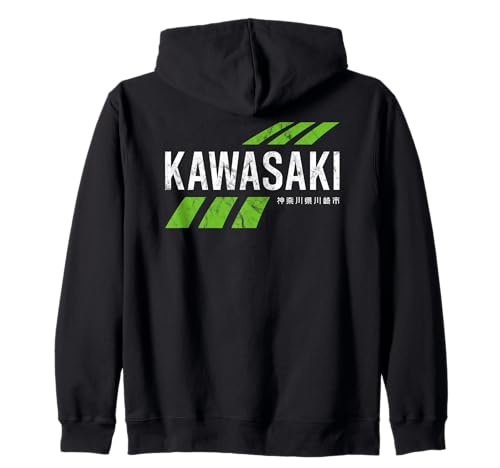 Retro Vintage Kawasaki Green City für Männer oder Frauen Kapuzenjacke