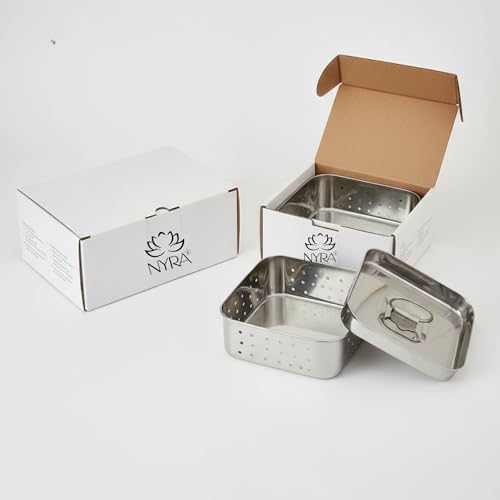 Image of Nyra Stainless Steel Paneer Mould 400ml (Medium) | Paneer Maker with Perforated Press Lid | Makes Fresh Homemade Paneer | 12x12cm Cottage Cheese Mould for Kitchen