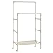 SONGMICS Stojak na płaszcze, wykonany z metalu, z 2 wieszakami na ubrania, 1 półką, 4 kółkami, wytrzymuje obciążenie do 55 kg, łatwy w montażu, biały RDR101W02