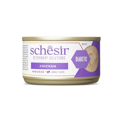 Schesir Veterinary Solutions | Soluciones Veterinarias Gatos | Varias Recetas | 8x80Gr | (8x80GR, Diabetic Mousse Pollo)