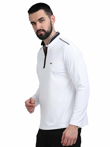 Image of STELLERS Men's Henley Collar T-Shirt | Wrinkle Free | Quick Dry | Full Sleeve | Regular Fit