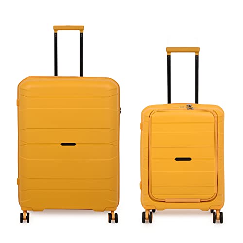 Image of it luggage Momentous Mango Yellow Set of 2-28 & 20 inches Cabin with Padded Laptop Section & Large Expandable Polypropylene Hardsided with TSA Lock 8 Wheel Trolley Bag