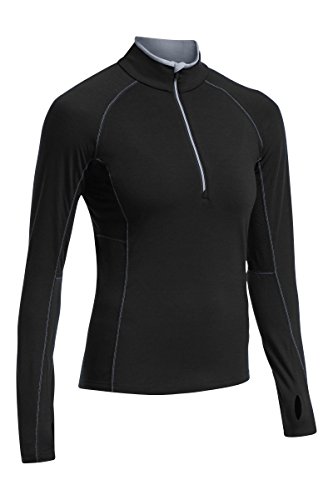 Icebreaker Women's Zone Long Sleeve Half Zip Top, Black/Mineral/Mineral, Medium