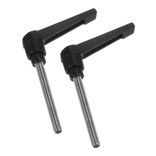 Image of uxcell 2pcs Clamping Lever Handles, M6 x 60mm 304 Stainless Steel Threaded Male Stud, Adjustable Handles Locking Quick Release Ratchet Push Button Bolt Knobs, Black