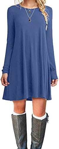 MOLERANI Women’s Casual Plain Simple Long Sleeve T-Shirt Loose Dress