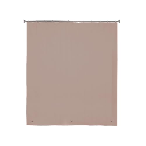 Kenney KN61754 Lightweight 3 Gauge Waterproof PEVA Shower Liner with Durable Eyelet Hang Holes, Weighted Magnetic Hem, and 12 Piece C-Ring Set for Bathroom, 70" W x 72" H, Taupe