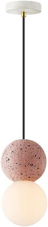 HDC Modern Nordic Cement Elysium Pendant Light - Industrial Concrete Drop Ceiling Lamp with Adjustable Height - Elegant Hanging Light for Kitchen Island, Dining Table, Cafe & Home Bar (Pink)-image-35