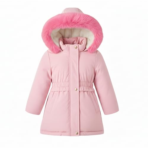 Image of AiWMGL 5-12 Years Girls Winter Coat Long Puffer Jacket Outwear Warm Quilted Coats Parka Kids Removable Hood Fleece Inner