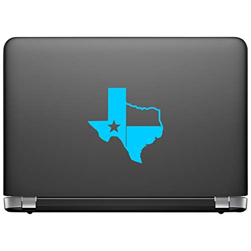 Image of TX Flag Shaped Like Texas [Pick Color] Vinyl Transfer Sticker for Laptop /Car /Truck /Window /Bumper (3 inch x 3 inch, Sky Blue)