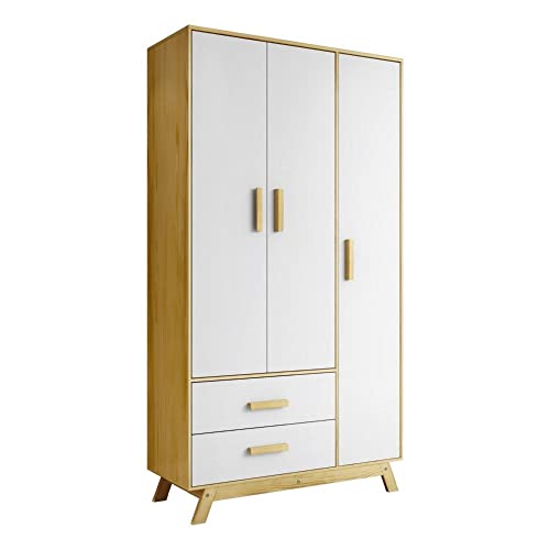 Guarda Roupa Infantil 3 Portas 2 Gavetas Dudu Rodmóveis Natural/branco