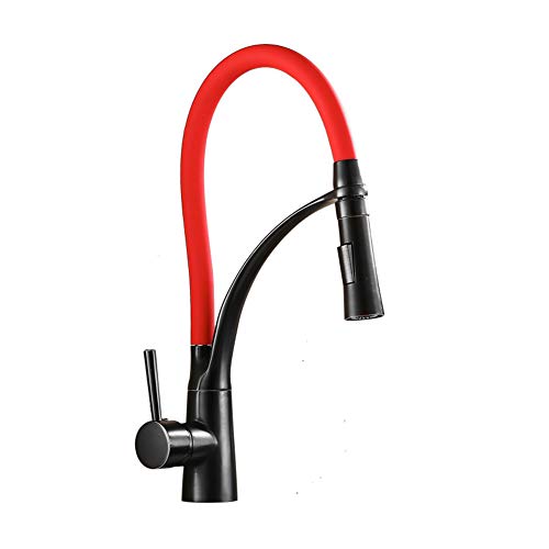 Robinet de cuisine rouge douchette extractible mitigeur évier pivotant 360° - 2
