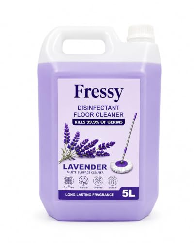 Image of FRESSY Disinfectant Floor Cleaner Liquid 5L - Lavender Bloom Multi-Surface Cleaner for Bathroom, Tiles, Marble, Granite & Mosaic | Kills 99.9% Germs | Long Lasting Fragrance