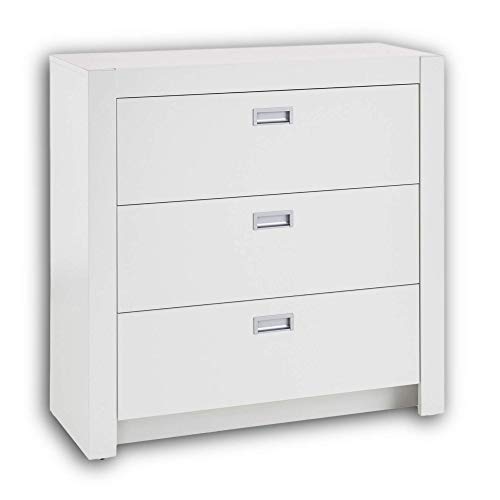 ALASKA Elegante Jugendzimmer Kommode in weiß - stilvolles & ausdrucksstarkes Sideboard mit viel Stauraum - 96 x 94 x 39 cm (B/H/T)