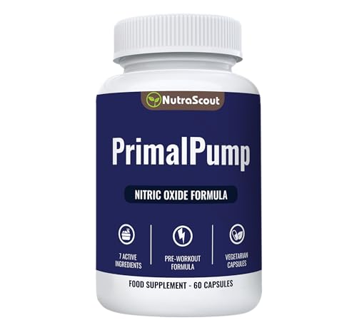PrimalPump #1 Nitric Oxide Supplement | L-Arginine, L Citrulline Malate, AAKG & Beta Alanine Powder | Strong Pump, Stim Free Pre Workout | Lab Tested & Easy to Swallow | 60 Vegetable Capsules