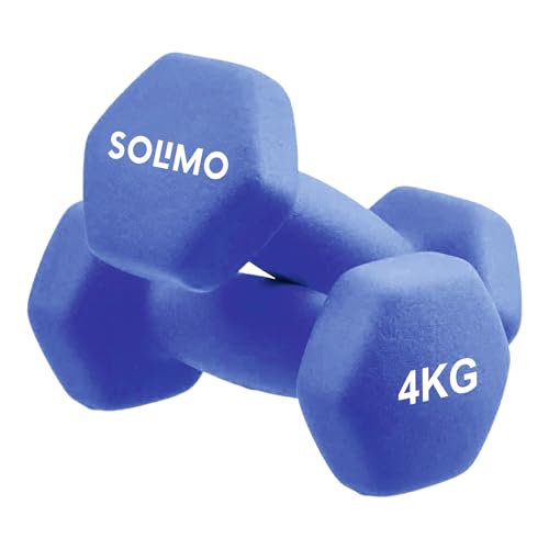 Image of Amazon Brand - Solimo Neoprene Dumbbell 4 Kg, Set of 2 (Blue)
