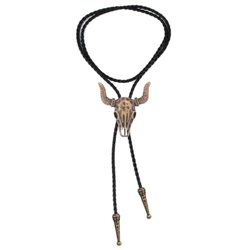 Image of GelConnie Bolo Ties for Men Women Western Cowboy Tie Mens Western Necklace Leather Necktie Gold Bolero Tie Cowboy Necklace