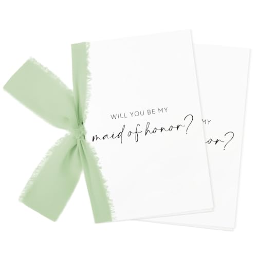 DEEKA 11 PCS Will You Be My Bridesmaid Proposal Card with Chiffon Ribbon Maid of Honor Proposal Box...