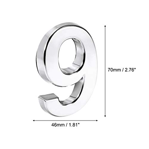 Numéro 9 autocollant argenté de 7,9 cm pour changer de numéro de maison