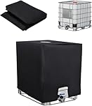 SOBEAU Bache pour Cuve 1000L IBC, Bache de Reservoir d'eau, Anti-UV Anti-Poussière Recuperateur d Eau de Pluie Bouchon, Bâche de Protection Container Cuve IBC Réservoir, 116 x 100 x 120 cm, Noir