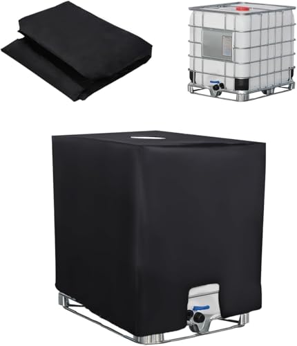 SOBEAU Cubierta para Depósito de Agua 1000 litros, IBC Funda Deposito Protección, Antipolvo Anti UV Grifo Deposito de Agua, Tapa Deposito Agua Lluvia, Cubierta Contenedor IBC (120 x 100 x 116 cm)