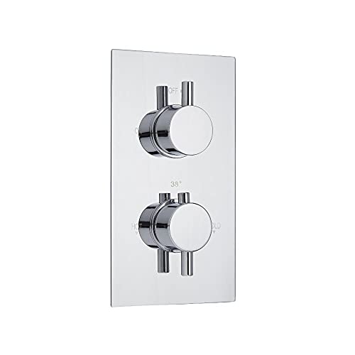 Image of Milano Mirage 2 Outlet Twin Diverter Thermostatic Concealed Mixer Shower Valve - Chrome