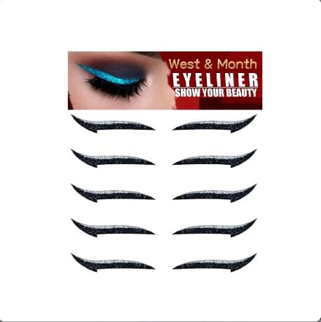 Adesivo Delineador de Olhos Reutilizáveis à Prova d'Água - 5 Pares em Cores Vibrantes (Prateado)