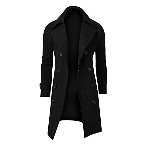 Iuyhau Men's Casual Trench Pea Coat Cover