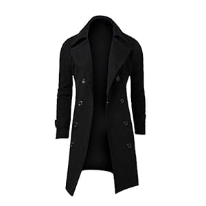 liaddkv Manteau d'hiver pour homme slim et élégant - Double poitrine - Veste longue pour homme, Noir , M