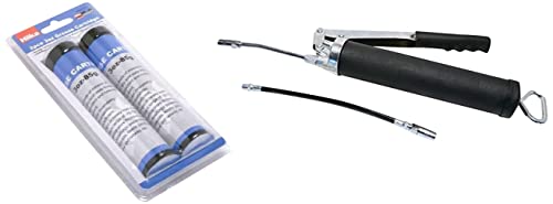 Hilka 84800400 Manual Grease Gun 500 cc Capacity, Silver/Blue, 500cc & 84802003 3oz Grease Gun Cartridge Set