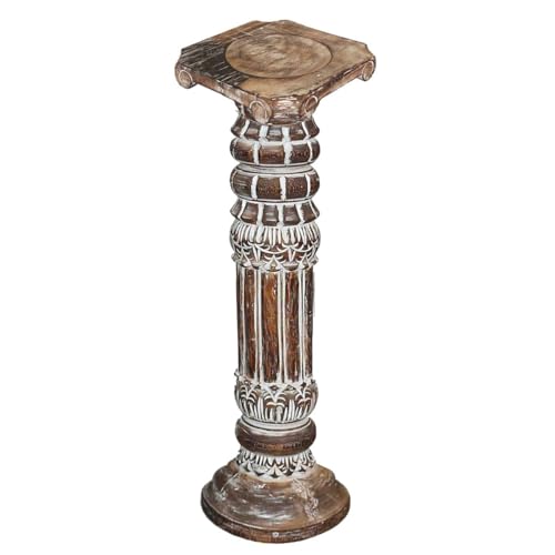 Oriental Galerie Säule Blumensäule Dekosäule Ständer Sockel Podest Blumenständer Holz Modell Batya 60 cm klein braun