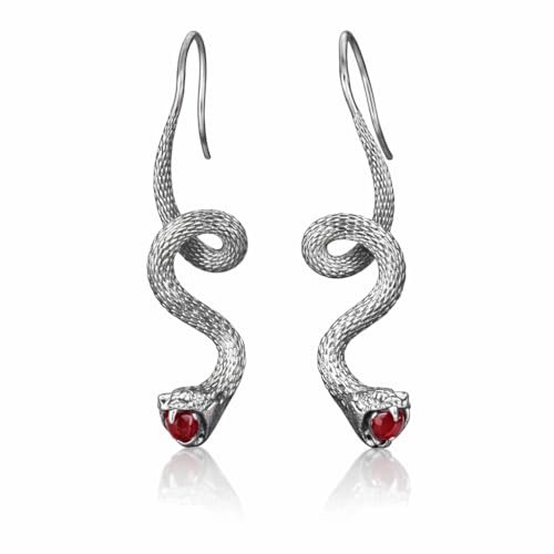 Boucles serpent argent et grenat pour affirmer votre look gothique