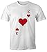 Produktbild MoonWorks® Herren T-Shirt Kartenspiel Kostüm Spielkarten Gruppenkostüm Karten Fasching Karneval Faschingsshirt Herz König weiß 3XL