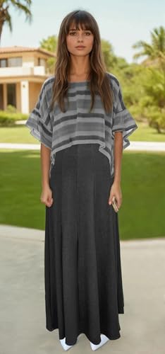 BABY O Women's Lightweight Faux Denim Stretch Knit Ankle Length 12 Panel Skirt - Made in USA2