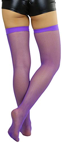 Image of ToBeInStyle Women's Fine Classic Fishnet Thigh High Stretch Nylon Novelty Stockings