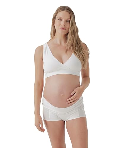 Image of Pact Organic Cotton Maternity Nursing Bralette for Breastfeeding - Stretchy, Wireless White