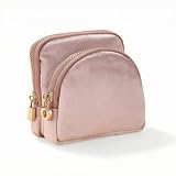 Qianly Estuche Terciopelo con Cremallera Portátil Joyero con Diseño Desmontable Elegante Joyero Viaje para Mujeres, Rosa
