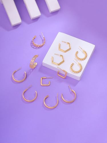 Image of Yellow Chimes Earrings for Women and Girls | Fashion Gold Stud & Hoop Set | Gold Plated Hoop & Studs Earring | Western Hoop Earrings Combo | Birthday Gift for Girls & Women Anniversary Gift for Wife