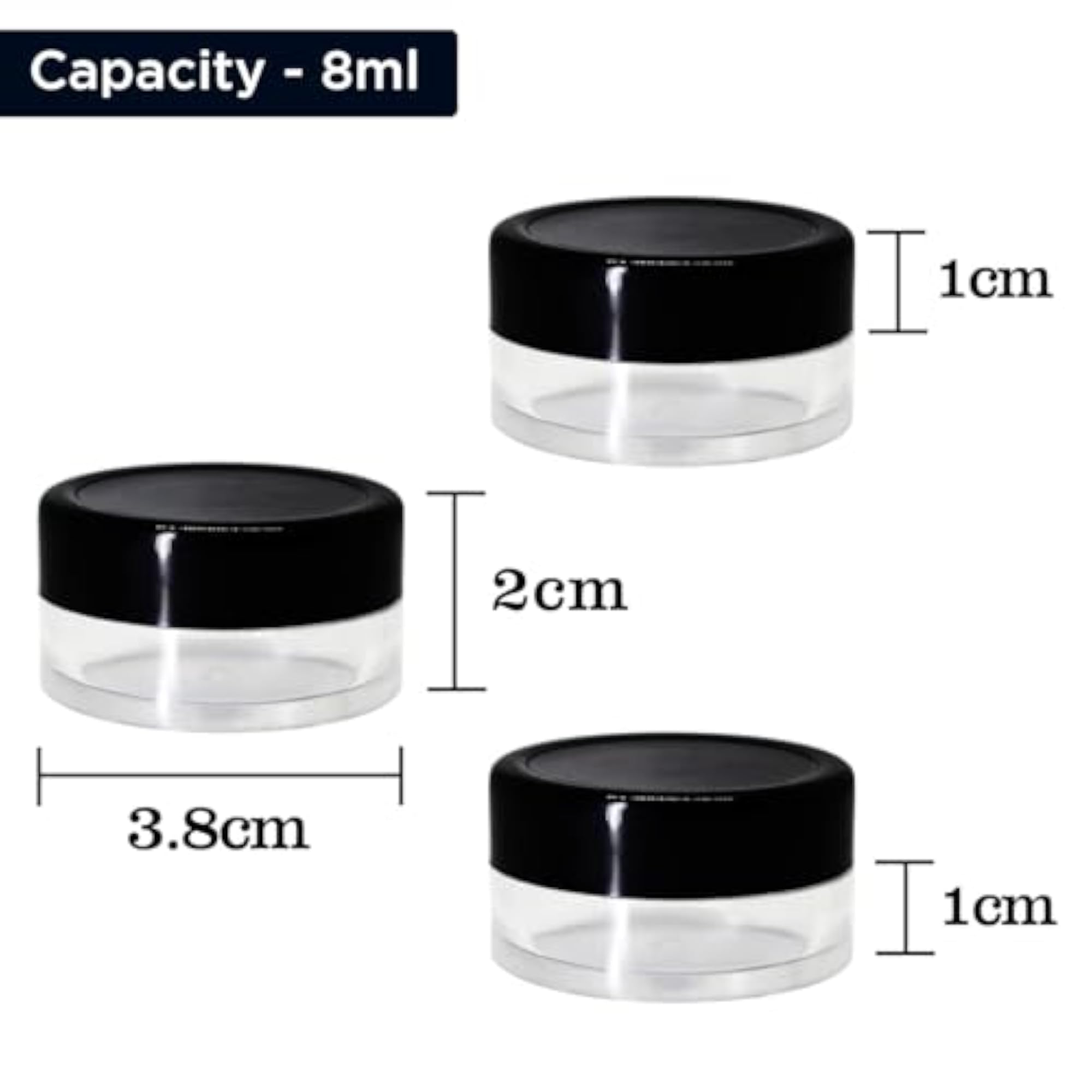 Pack of 50 Acrylic Cosmetic Containers, 8 ml