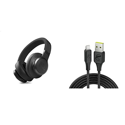 Image of JBL Live 660NC - Wireless Over-Ear Noise Cancelling Headphones -Black and InfinityLab InstantConnect USB-A to Lightning -Charging Cable for iPhone and iPad - Black