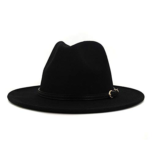 MADONG Fashion 2020 Panamá Sombrero Otoño Invierno Fedora Sombrero Unisex Algodón con hebilla de cinturón de ala ancha Sombrero (color: 3, tamaño: 56  58 cm)