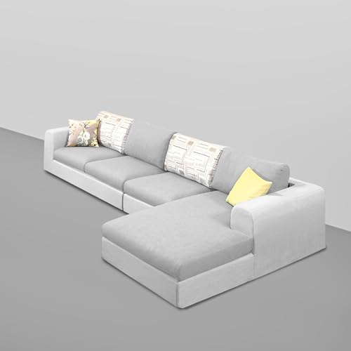 Image of Koza RHS 6 Seater L Shape Sofa Set for Living Room (Grey Fabric) Premium Fabric Sofa