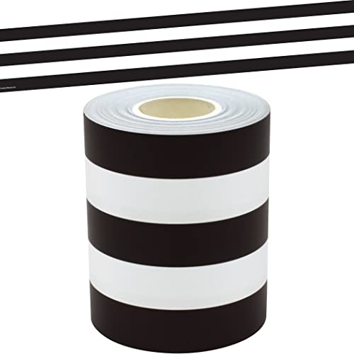 Borde de pizarra a rayas blancas y negras cenefa de papel decorativa para perimetro de corcho