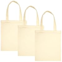 3 Pack Canvas Tote Bags, Blank Reusable Canvas Bag for DIY, Grocery, Shopping, Craft, Drawing – Plain Cotton Tote Bags for Custom Design