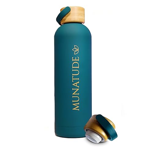 Insulated-Water-Bottle-Insulated-Water-Bottle-24oz-With-Handle-Leak-Proof-Water-Bottles-With-Bamboo-Lid-Stainless-Steel-Gym-Sport-Insulated-Thermos-For-Men-Women-BLUE